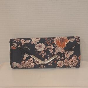 Floral Velvet Convertible Clutch Shoulder Evening Formal Black